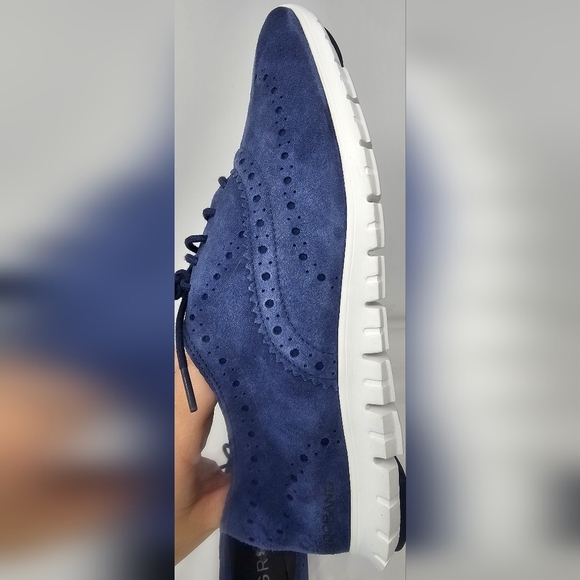 Cole Haan Zerogrand Wingtip Women's Blue Suede Leather Shoes Size 7B Excellent - Picture 7 of 16